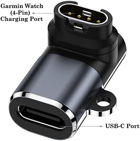 Адаптер за USB C 90 степени, Garmin Watch Charger до USB Type C Cable Converter за Garmin Fenix ​​7 7s 7x 6 6s 6x 5 5s 5x, Forerunner