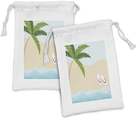 Амбесон Графички Плажа Ткаенина Торбичка Во собата на 2, Летен Цртан Филм На Палма И Флип Апостолки На Песочна Океанот Брег Печати, Мали