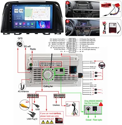Fbkphss Android Автомобил Радио За Mazda 6 2012-2017, Автомобил Радио Двојно DIN со 9 Инчен Вертикален Екран на Допир/GPS Навигација/FM/RDS/WiFi/Bluetooth