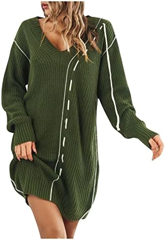 Женски џемпер фустан пулвер џемпер врвен Божиќен круг врат плетен џемпер џемпер врвен џемпер фустан секси