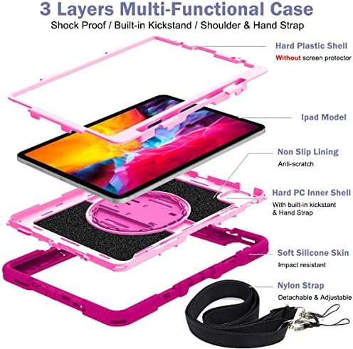 Таблет заштитен случај на шок -отпорен издржлив заштитен капак Трајни 360 степени ротирачки заграда кутија компатибилен со iPad