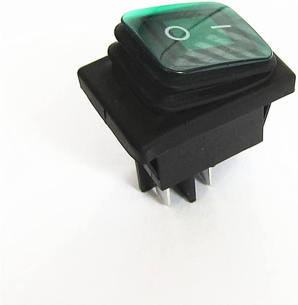 Водоотпорен прекинувач KCD2 KCD4 4 стапало зелена ламба за затегнување Голем сребрен контакт бакар подножје 15А 250V -