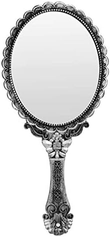 Solustre omeенски паричници гроздобер рачно огледало Мала рака држена декоративни огледала за шминка за лице врежано цвеќе преносно