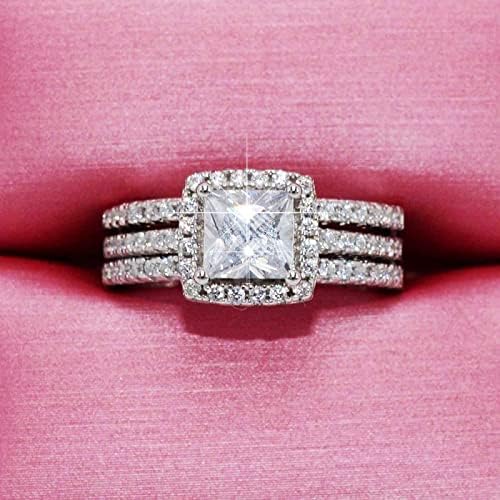 2023 Нови креативни жени сет циркон прстен две парчиња креативно ангажирање прстен постави рака мода принцеза ангажман прстен прстени прстени