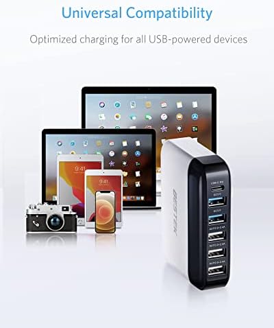 Адаптер за полнач на CAR USB Charger 86W 9A Брзо полнење 3,0 и USB-C PD CALGER ADAPTER со паметна идентификација за мобилни телефони и