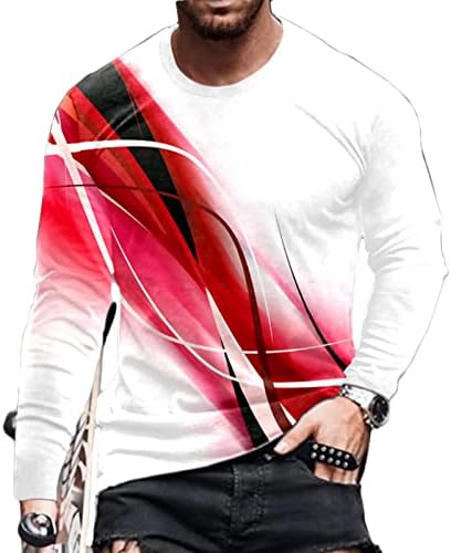 Маички за дизајнер на мажи 2022 Божиќ Смешно 3Д графички принт со долги ракави маица Обичен тренинг плус големина на врвови
