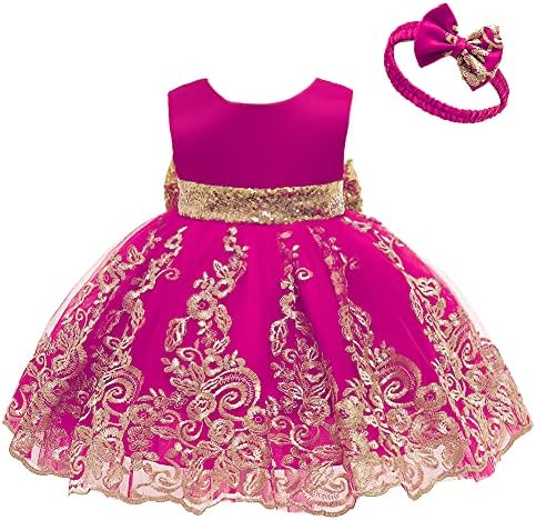Чипка цвет девојки секвенци лак Vo-back Tutu фустан за деца бебешки крштевање причест роденденска забава венчаници+глава облека