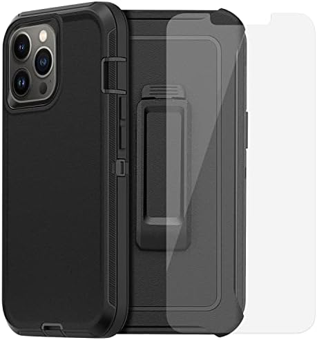 Случај на ietитву за iPhone 14 Pro Case со стакло заштитник со тешки удари со отпорен на удар од троен слој одбрана од одбрана на тројниот слој,