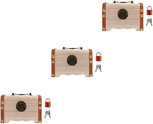 Cabilock 3 парчиња дрвени деца за роденден x.x.x.in Заклучете го возрасниот Cosplay Mini Keepsake Bank Рачно изработено: Организатор