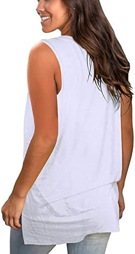Женски плус резервоарот врвови на маички со туники без ракави v вратот меки маички кошули летни обични врвови камизолни блузи со џеб