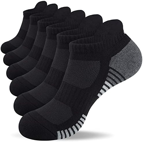 Лапулас атлетски трчање чорапи на глуждот, ниско сечење на удобни анти-бластери со спортски чорапи за мажи жени 6pair