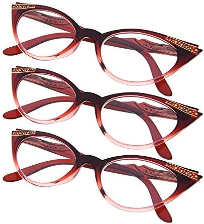 Gr8sight 3-пакувања за очила за читање вклучуваат дами гроздобер мачки очи за очи за читање на очила за сонце