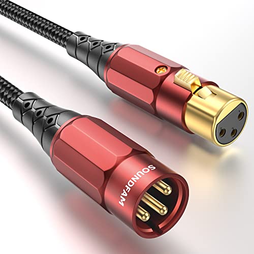 Soundfam XLR кабел машко до женски премиум микрофон кабел за микрофон, звучник, систем ПА, сите бакарни проводници, тешка памучна