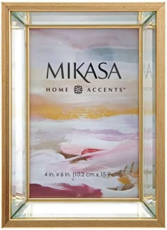 Фото рамка за огледало на Микаса, прикажува една фотографија од 4 x 6, злато, 5 x 7 инчи