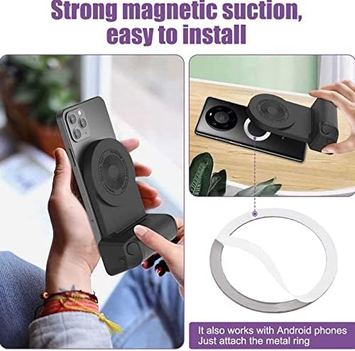 Рачка со магнетна камера Bluetooth заграда, 3 во 1 држач за држачи на држачи за полнење на држачот, монтирање на стабилизатор на селфи за паметни телефони, монтирање на му