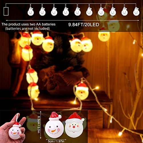 LED светла затворено за украси за декорации со дедо Мраз, светлосни украси за батерии