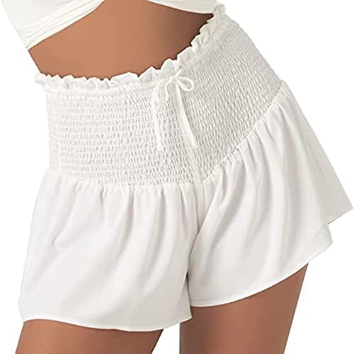 Каиш облечени бели кратки панталони жени обични шорцеви со високи половини, бели спортски шорцеви летни спортови еластични половини секси