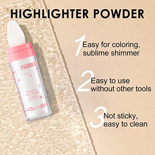 Jutqut Highlighter Patting Powder, Body Shimmer Highlighter Powder, осветлува стап за шминка за козметика на косата на лицето на