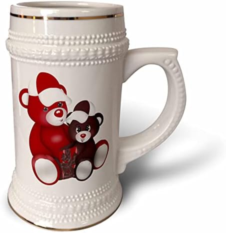 3drose симпатична црвена и кафеава тато и син мечки со илустрација за подароци - 22oz Штајн кригла