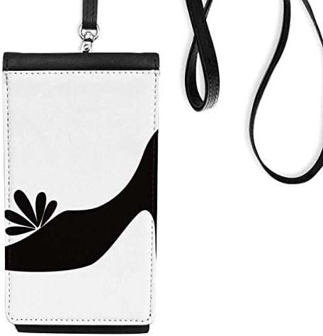 Црни високи потпетици цветна шема, преглед на телефонски паричник чанта што виси мобилна торбичка црн џеб