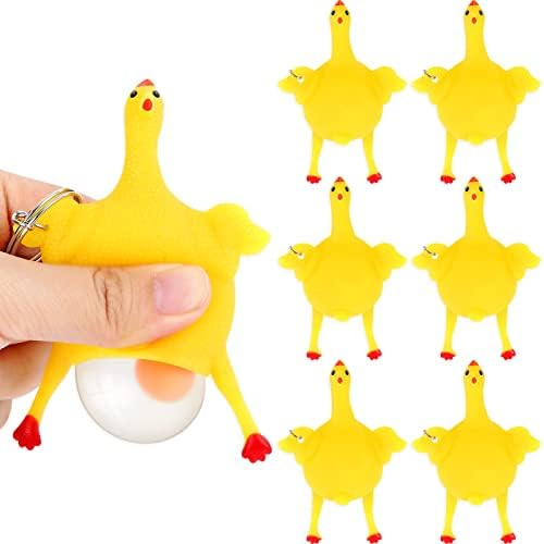 6 парчиња смешни играчки новини за пилешко и јајца Стрес го олеснуваат играчките што се впуштаат гнев гума пилешко лежење јајца пилешки