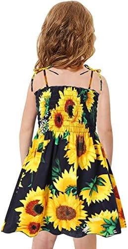Девојче на федерапско дете Девојче летен фустан Сонк на сончоглед фустани без грб дино пеперутка јагода од јагода на возраст од 2-7