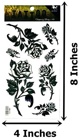 NipitShop 1 лист привремена тетоважа 3Д црна роза цвеќиња за жени девојки долниот дел на вратот на вратот на вратот