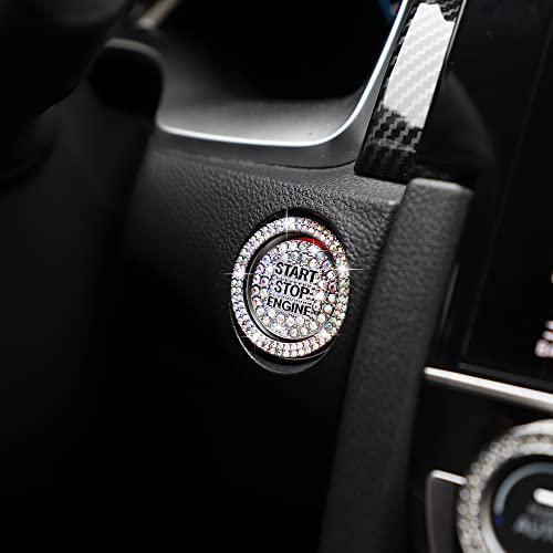 Томал Блинг автомобил Мотор за почеток на копчето за почеток на копчето дијамантски кристално притискање на копчето за почеток на прстенот налепници искриви дода?