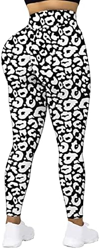 Женски Крст Половината Јога Хеланки Леопард Печатење Путер Меки Високи Половини Јога Панталони Целосна Должина Хеланки