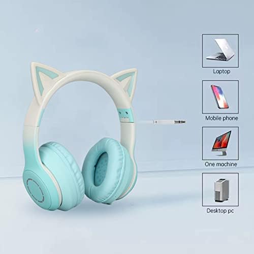 Слушалки за уво за мачки PLPLAAOO, слушалки за Bluetooth за уво со мачки, 400mAh безжични слушалки за музика за виткање со 7 микрофон за одвојување