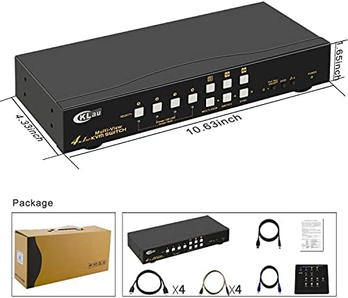 CKLau 4kx2k@30hz 4 Порта MULTI-View HDMI Kvm Прекинувач Со Кабли, Аудио и USB 2.0 Центар Поддржува Quad Екран Поделба-Преглед, Синхронизација-Преглед,