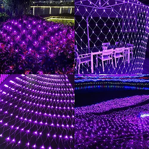 Qdy -9.8ft x 6,6ft Mesh Light 200 LED мрежна градинарска светлина светлина водоотпорна светлина низа со 8 режими за Festoon Party/Garden/Patio/Wedding, 6 Purple