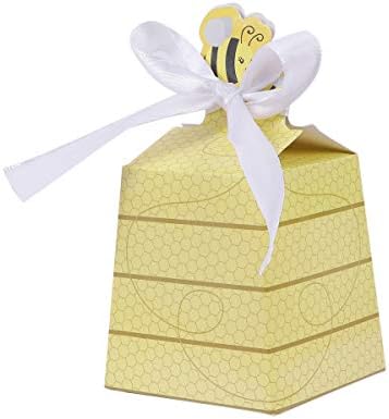 Нуолукс 50 парчиња Хартиени Кутии За Забави Симпатична Кошница Со Пчели Кутии За Бонбони Торби За Подароци За Украси За Роденден