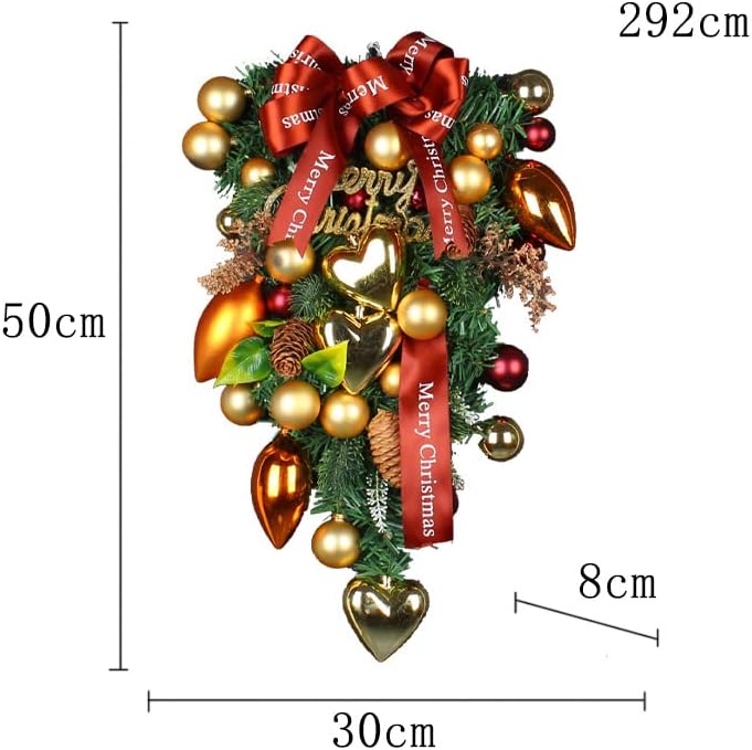 Божиќен лак виси наопаку дрво обоен топчест венец во форма на срце виси на вратите И прозорците Ѕид Божиќна декорација