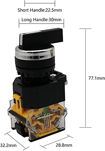 BHOLSA 22mm селектор на копчето Ротари прекинувач за заклучување моментално 2NO 1NO1NC 2 3 Позиција DPST 10A 400V прекинувач за