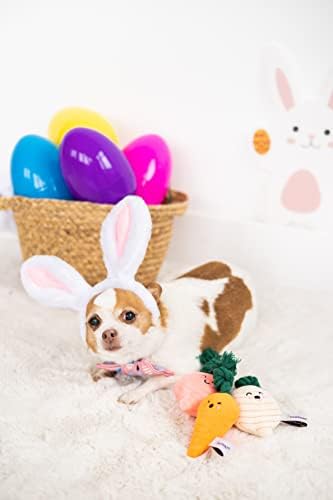 Pearhead Spring Geggies Dog Toys, Велигденски миленичиња играчки, ротквица, морков и репка за пискави јаже играчки, сет од 3
