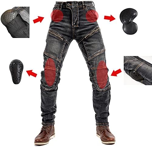 Фармерки за возење мотоцикл Ломг со панталони за трки со мотоцикли со мотоцикли со колк на коленото CE, отстранлив оклоп за мажи