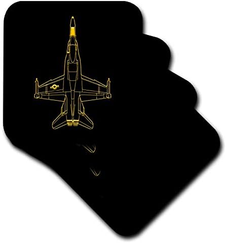 3drose Линија Слика На Ф-18 Борбен Авион. Воздухопловните Сили Би Можеле. Жолта на Црно-Подлоги