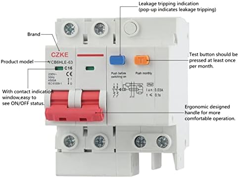 Bneguv YCB6HLE-63 Главен прекинувач 30mA преостаната струја на струјно коло со тековна заштита RCBO MCB