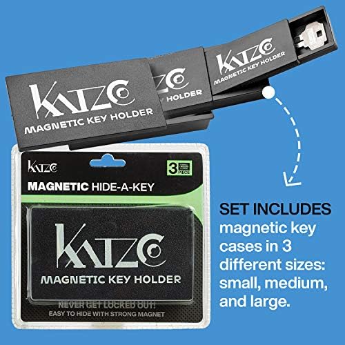 Држач за магнетни клучеви Katzco - 3 големини што се гнездат едни во други за лесно складирање - 3, 4 и 5 инчи - солидни црни пластични