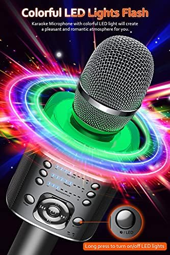 XZL безжичен микрофон на караоке, микрофонски микрофон со 4 магични гласови, висок квалитет на звук со стерео звучници, снимање,