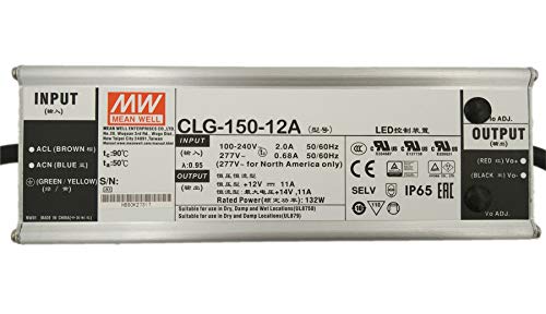 MW значи добро CLG-150-12A 12V 11A 132W единечен излез LED напојување со PFC
