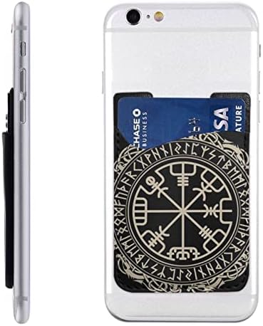 Магичен дизајн норвешки руни, сопственик на картички за компас за телефон, PU кожа само-лепете ја лична карта за кредитна картичка за 2,4x3,5
