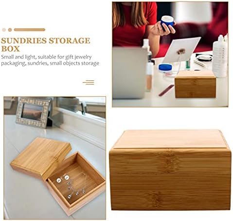 Неродеко 3 парчиња Кутија За Складирање На Домашна Работна Површина Квадратни Дрвени Сарафани Кутија За Складирање Со Капак