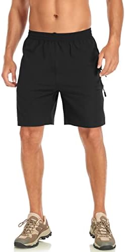 Машки пешачки карго шорцеви Брзи суви лесни шорцеви за мажите вежбаат атлетски шорцеви со странични џебови за патент