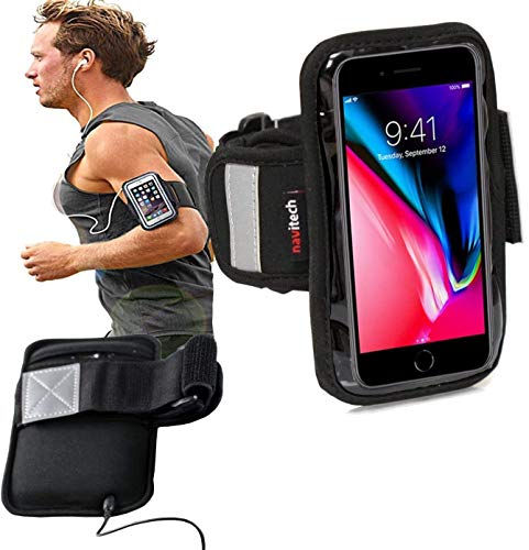 Navitech Црното трчање/велосипедизам/џогирање Спортски амблеми компатибилни со мобилните/паметните телефони Samsung Galaxy S4 Mini/HTC