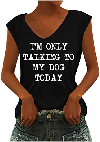 Јас зборувам само со моето куче денес маица, жени кучиња мама смешно писмо за печатење на врвови на кратки ракави графички маички блузи