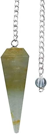 Pyor Green Jade Crystal Pendulum Природен скапоцен камен Reiki заздравување уникатен ѓердан Добра среќа скапоцени камења зашилени