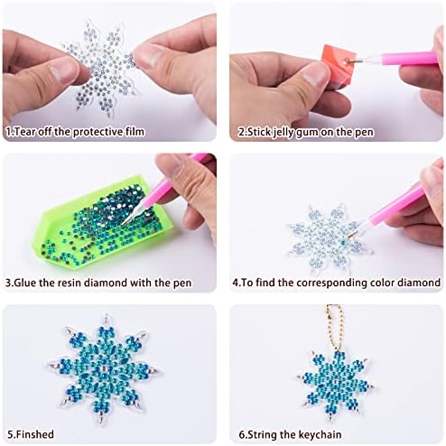 10 компјутери Снегулка Дијамант за сликање на дијаманти за сликање, дијамантска уметност Божиќни украси DIY дијамантска снегулка