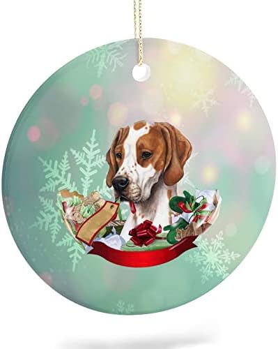 2021 Божиќен украс керамички двострани печатени кружни украси за Божиќни смешни миленици за миленичиња идеи Подарок новогодишно дрво виси украси